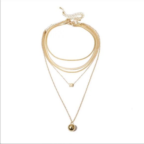 NEW 18K GOLD PUNK LAYERED LONG LINK CHAIN BEAD NECKLACE - Picture 4 of 8